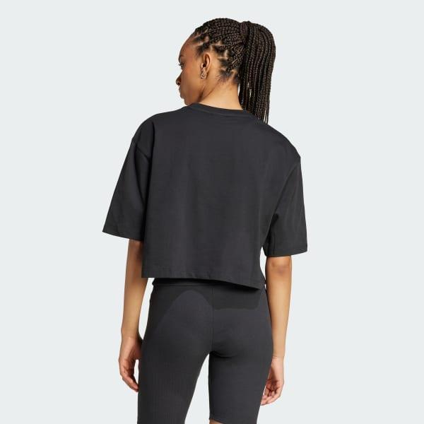 adidas Essentials Crop Tee Black 2XL Womens Product Image