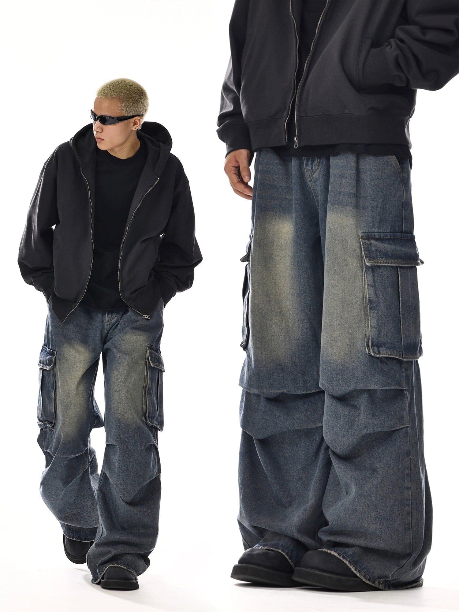 RT No. 12049 BLUE BAGGY STRAIGHT DENIM JEANS Product Image