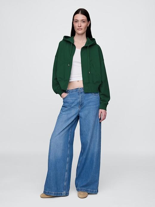 Heavyweight French Terry Oversized Zip Wedge Hoodie Product Image