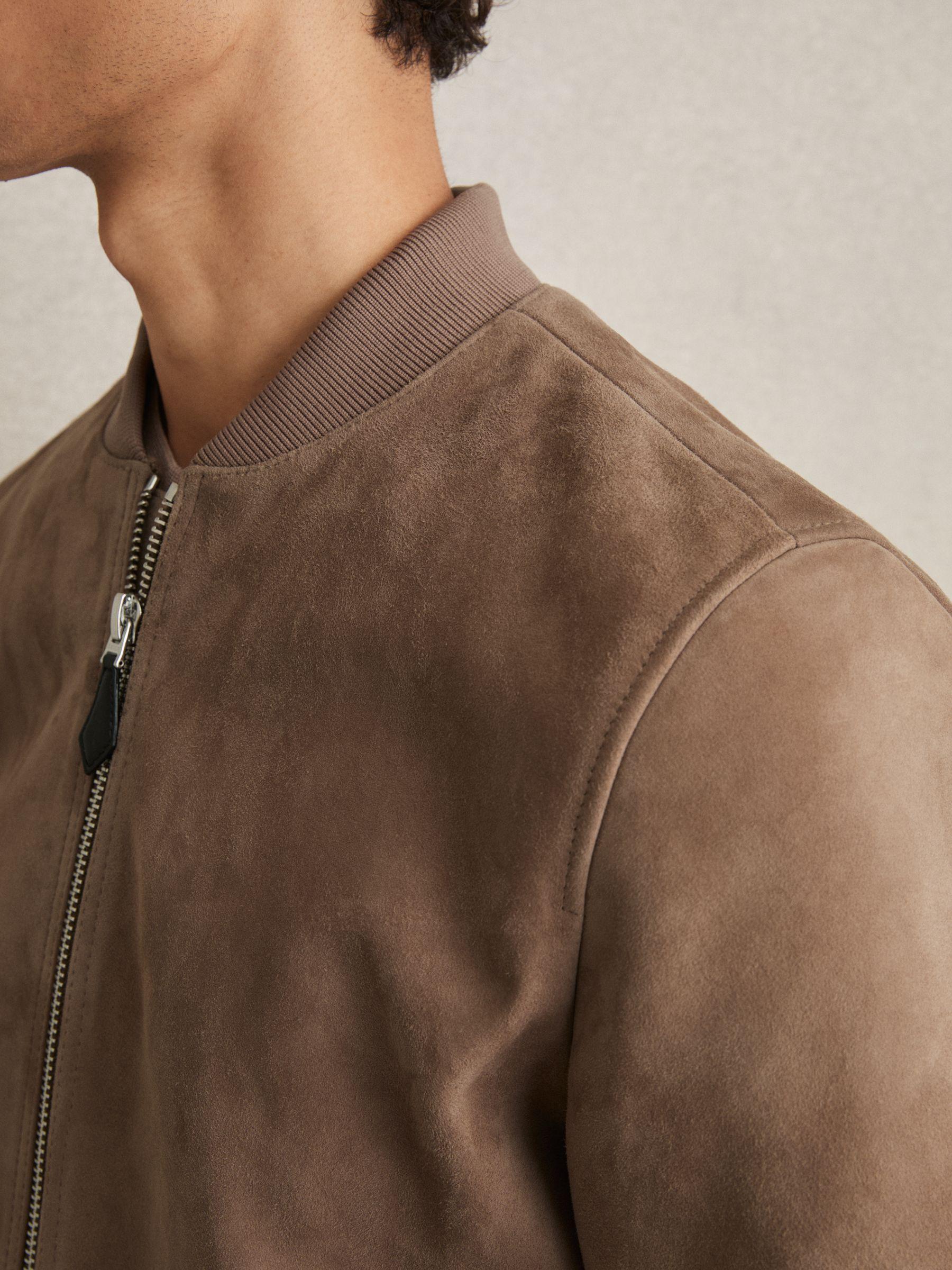 Suede Zip-Through Bomber Jacket in Mink Product Image