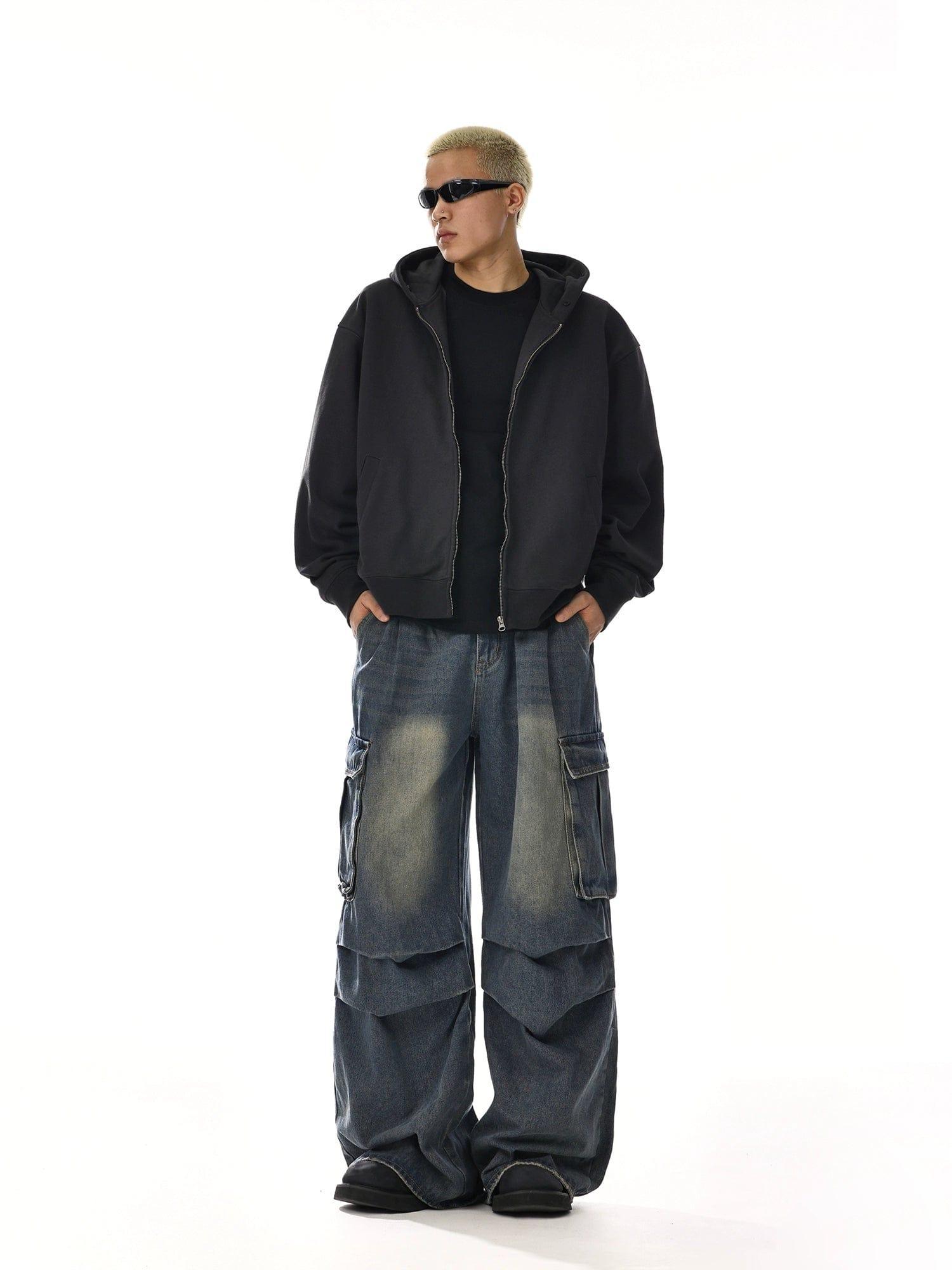 RT No. 12049 BLUE BAGGY STRAIGHT DENIM JEANS Product Image