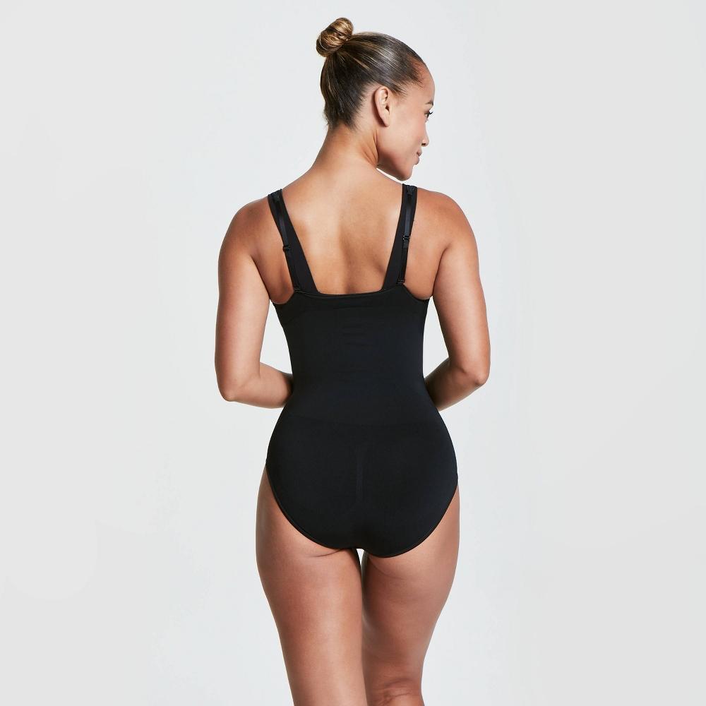 ASSETS by SPANX Womens Remarkable Results Open-Bust Brief Bodysuit - Black L: Ultra Firm Compression, Tummy & Waist Slimming Shapewear Product Image