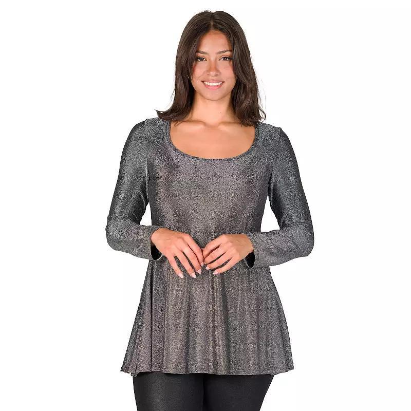 Women's 24Seven Comfort Apparel Shimmery Tunic Top, Size: Small, Black Product Image