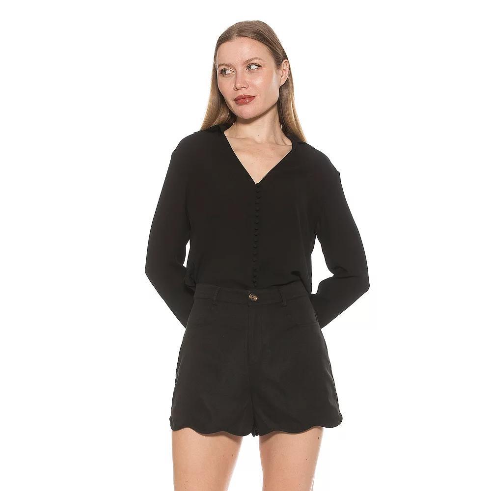 Women's ALEXIA ADMOR Lori Long Sleeve V-Neck Shirt, Size: Large, Ivory Product Image