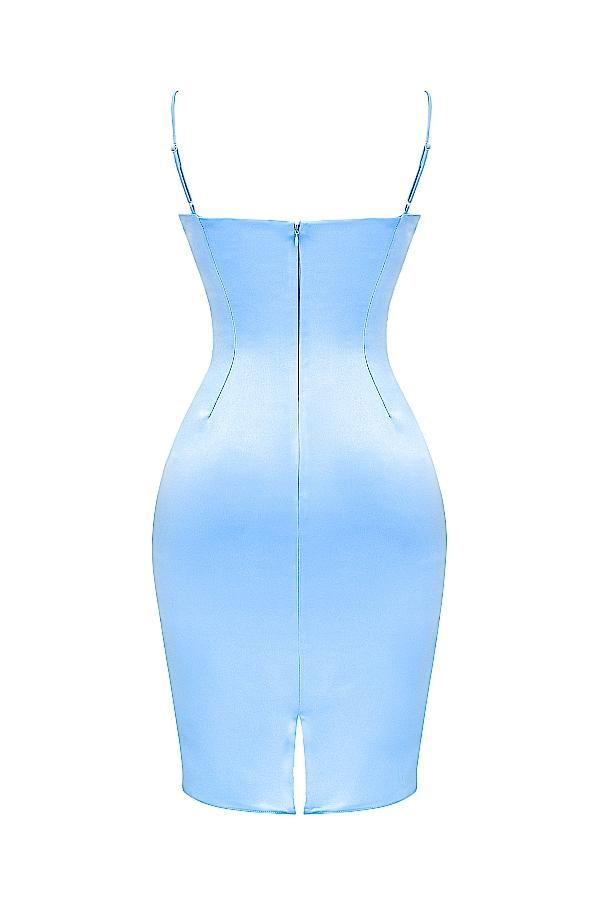 Jamiah Soft Blue Satin Midi Dress Product Image