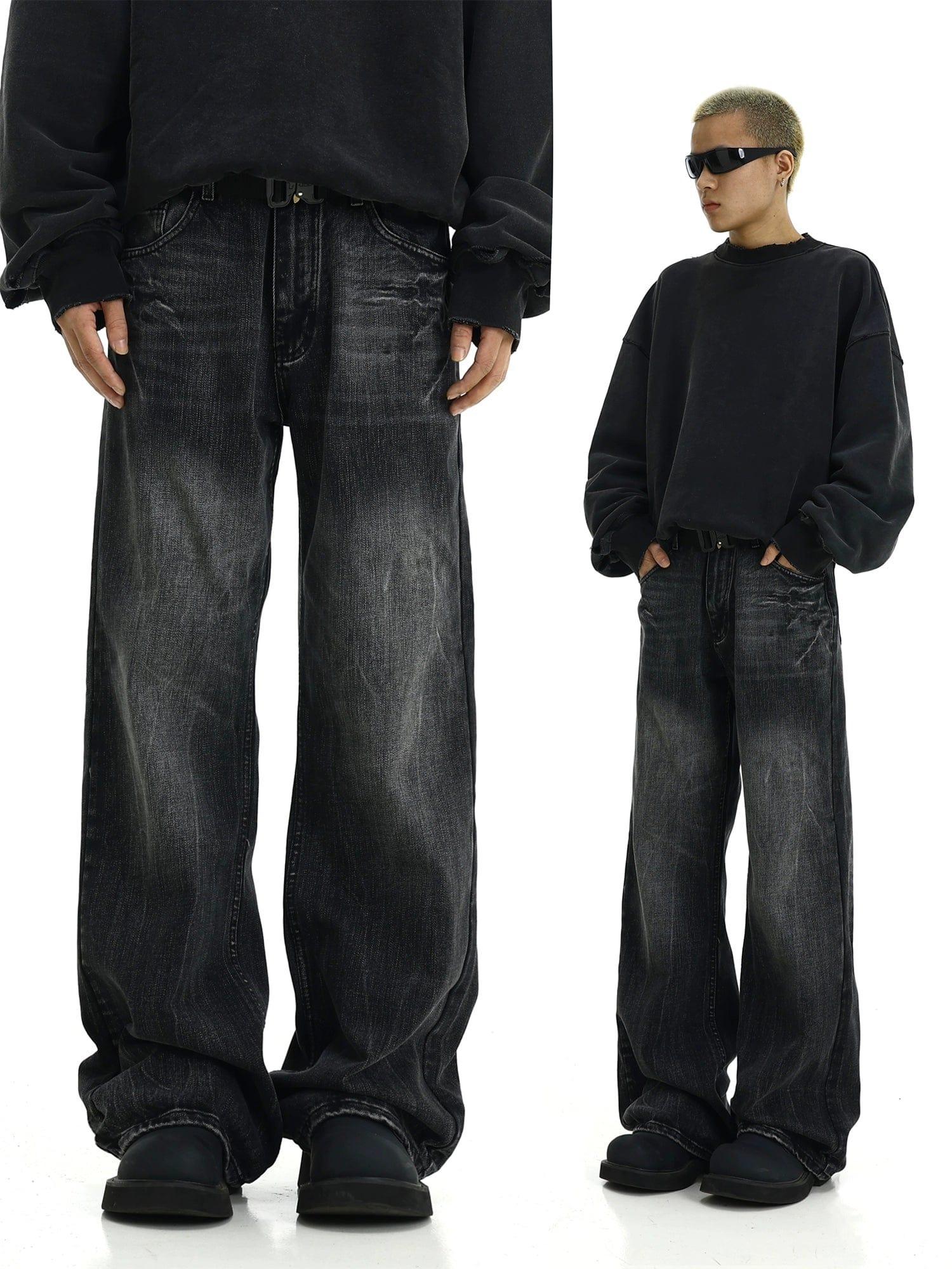 RT No. 11425 WASHED BLACK STRAIGHT DENIM JEANS Product Image
