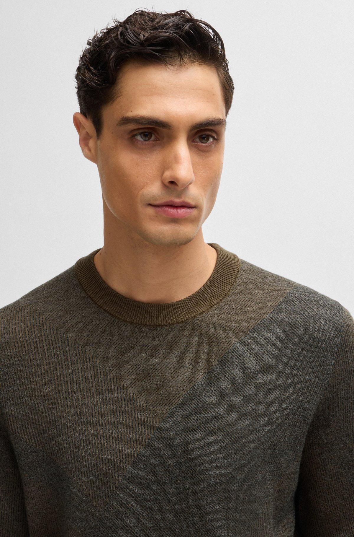 Virgin-wool sweater with two-tone jacquard pattern Product Image
