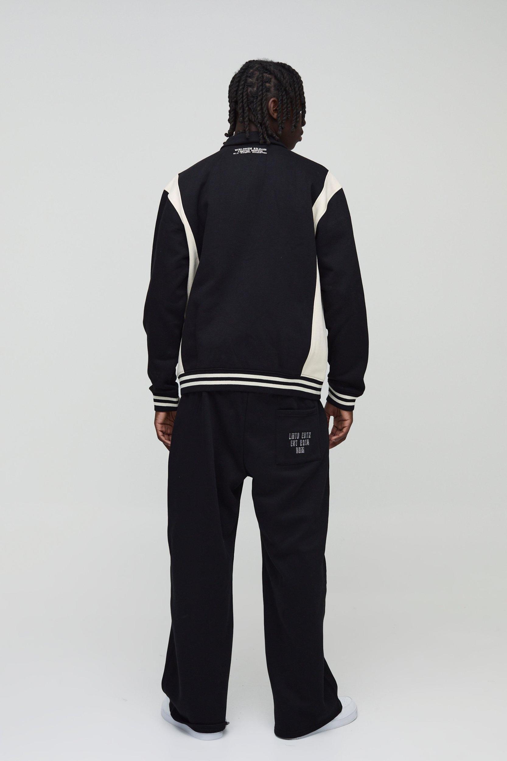 Oversized Bm Signature Colour Block Jersey Jacket | boohooMAN USA Product Image