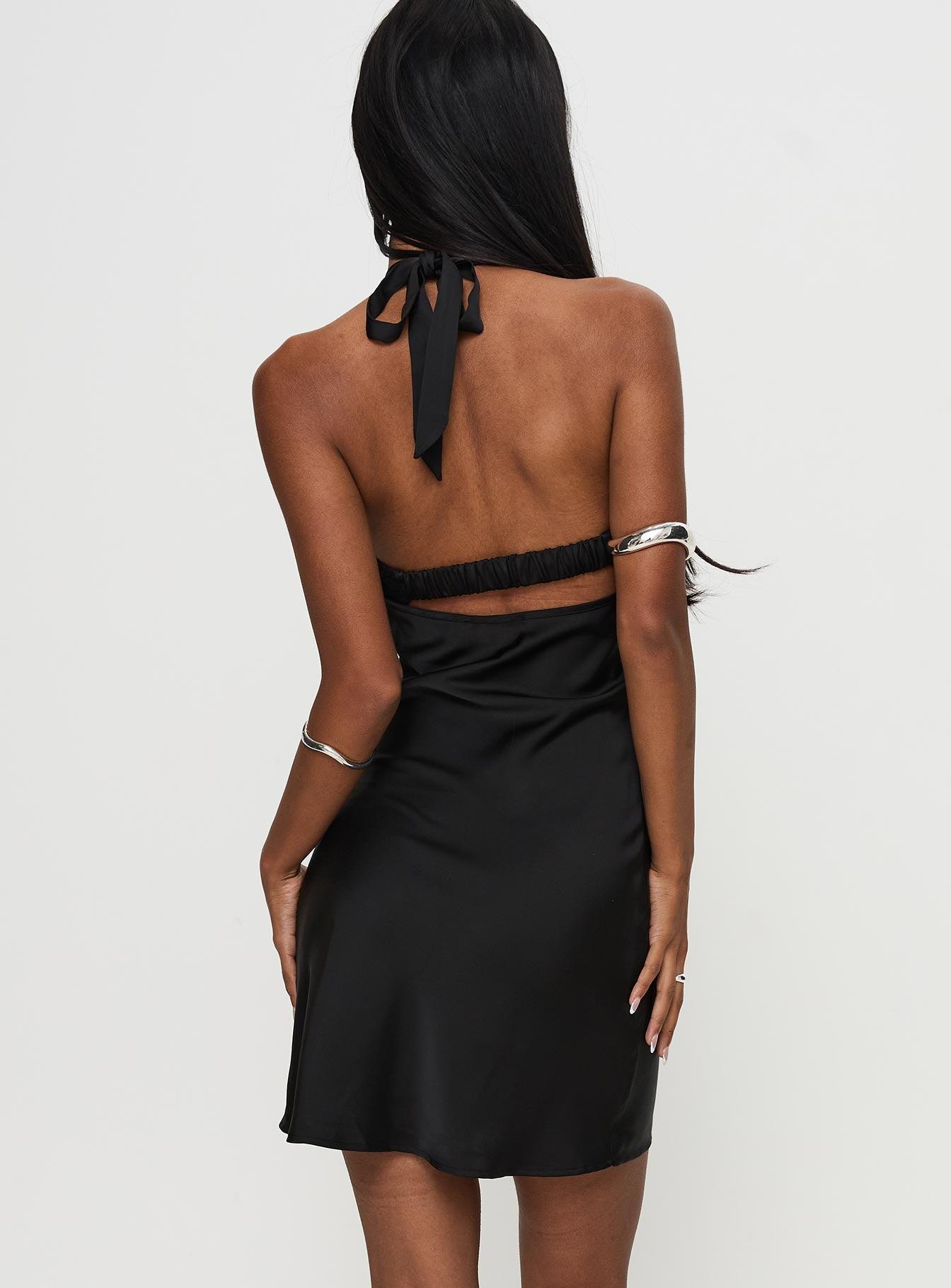 Tempeste Halter Mini Dress Black Product Image