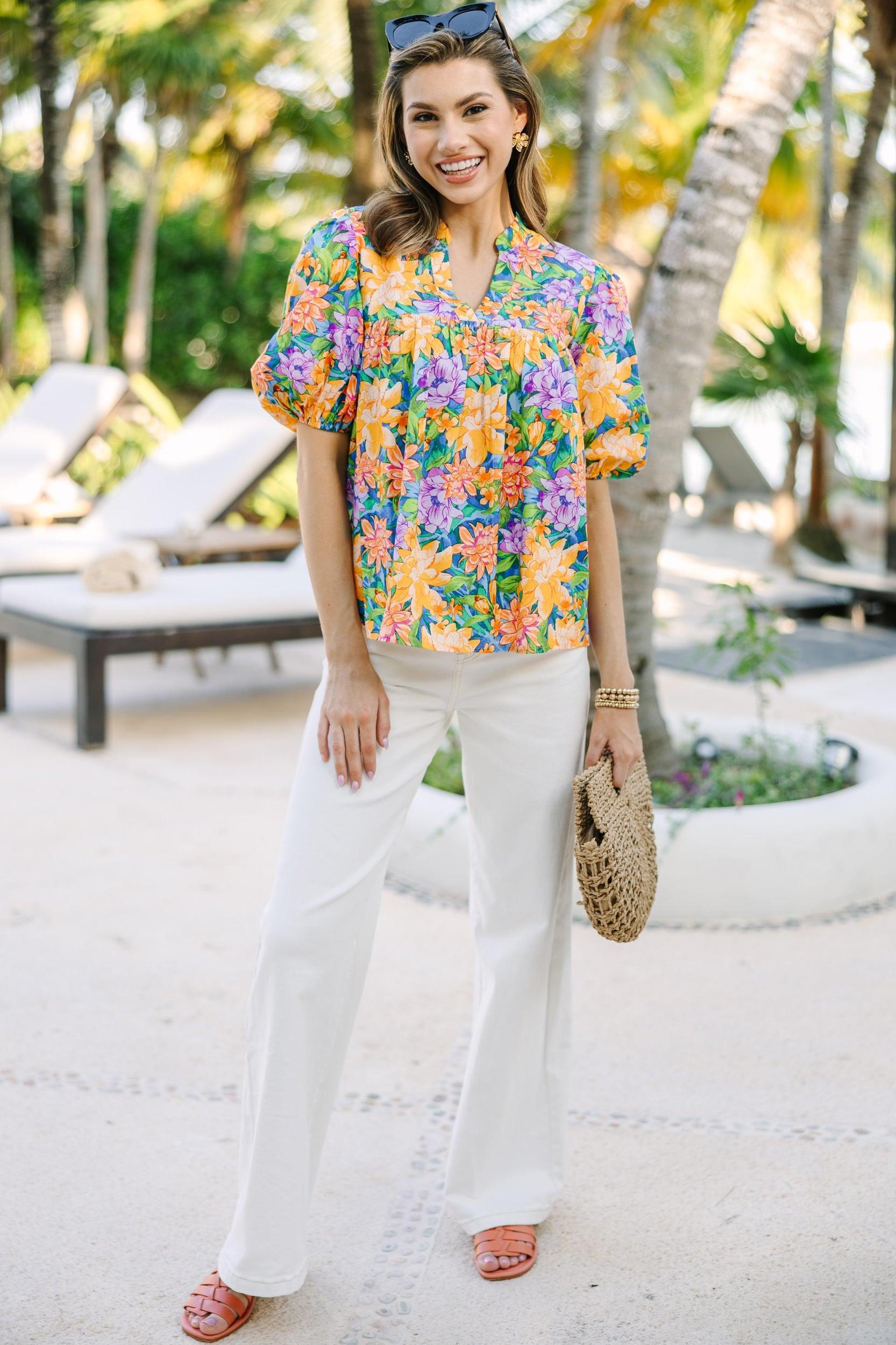 Moving Forward Blue Floral Blouse Female Product Image