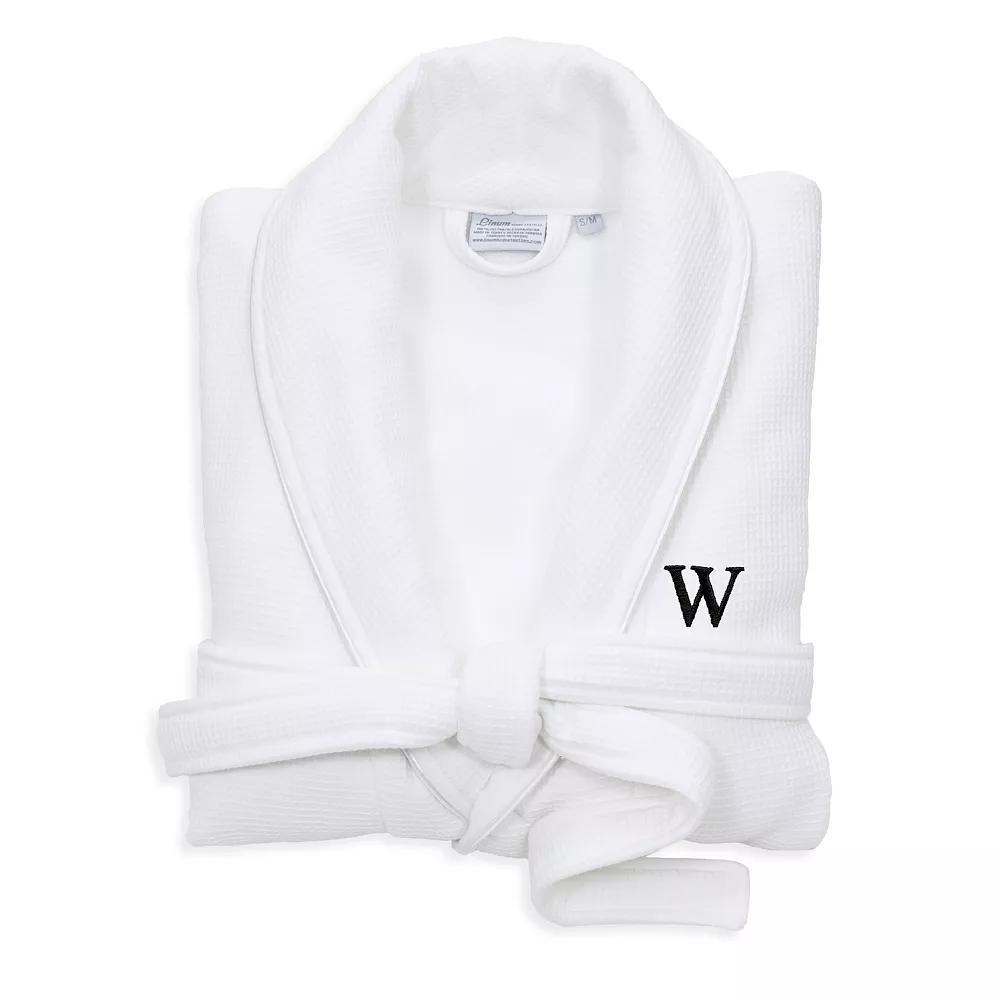 Linum Home Textiles Turkish Cotton Personalized Satin Piped Trim Waffle Terry White Bathrobe, Womens Product Image