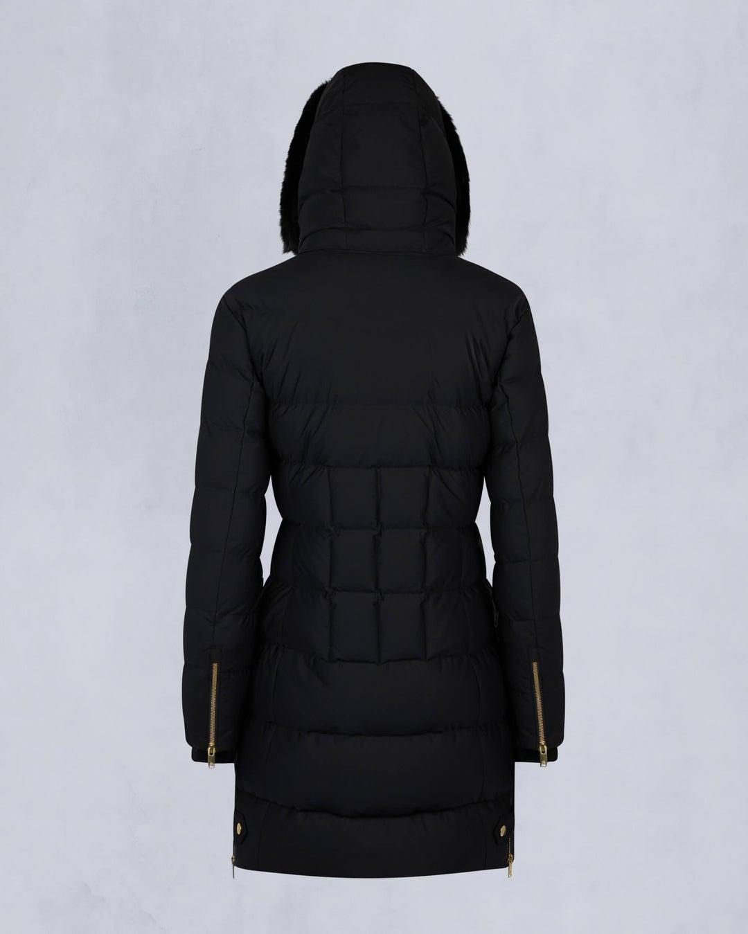 Moose Knuckles Womens Gold Series Black Watershed Parka with Black Shearling Product Image
