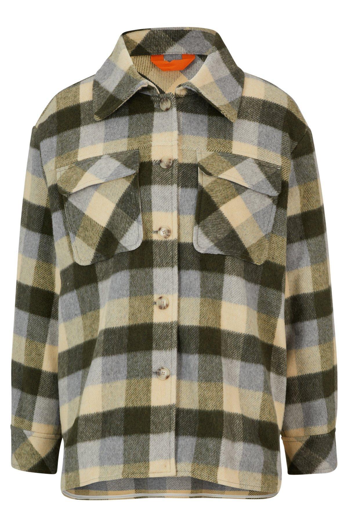Relaxed-fit jacket in checked fabric with patch pockets Product Image