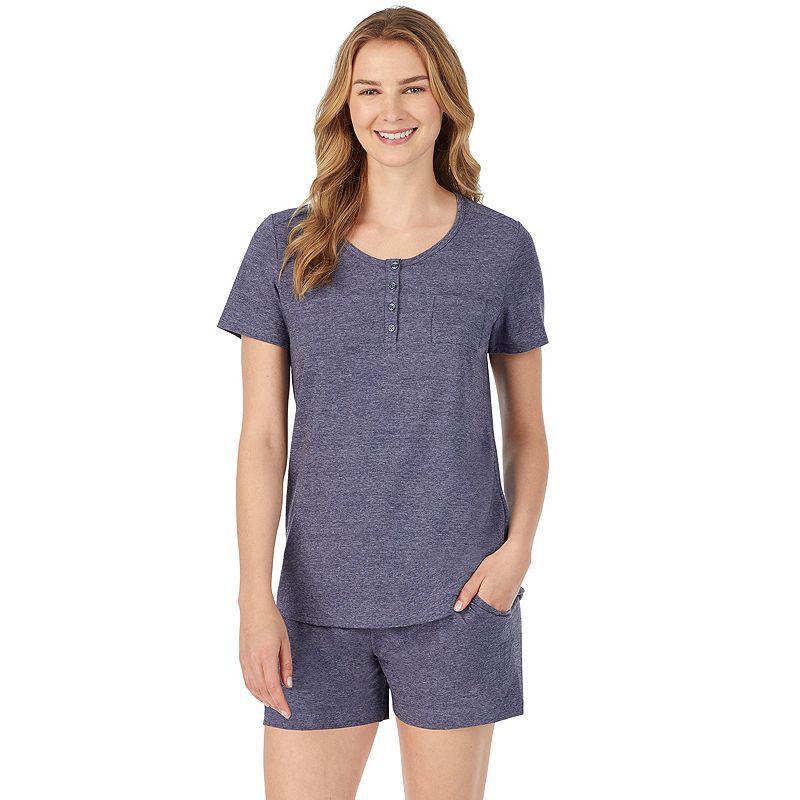 Women's Cuddl Duds® Pajamas: Essential Sleep Tee & Boxers Set, Size: Medium, Navy Grey Product Image