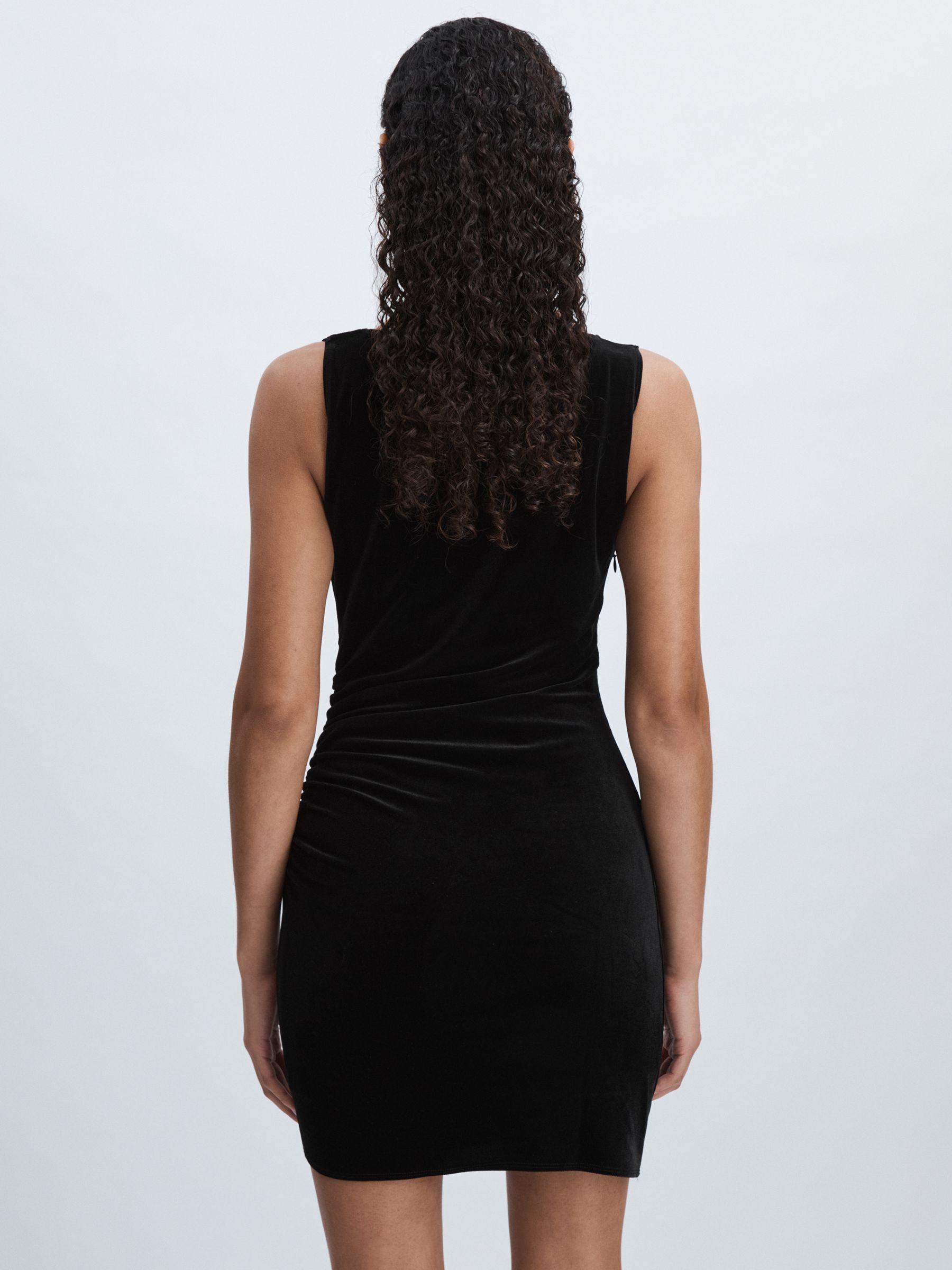 Velvet Ruched Mini Dress in Black Product Image