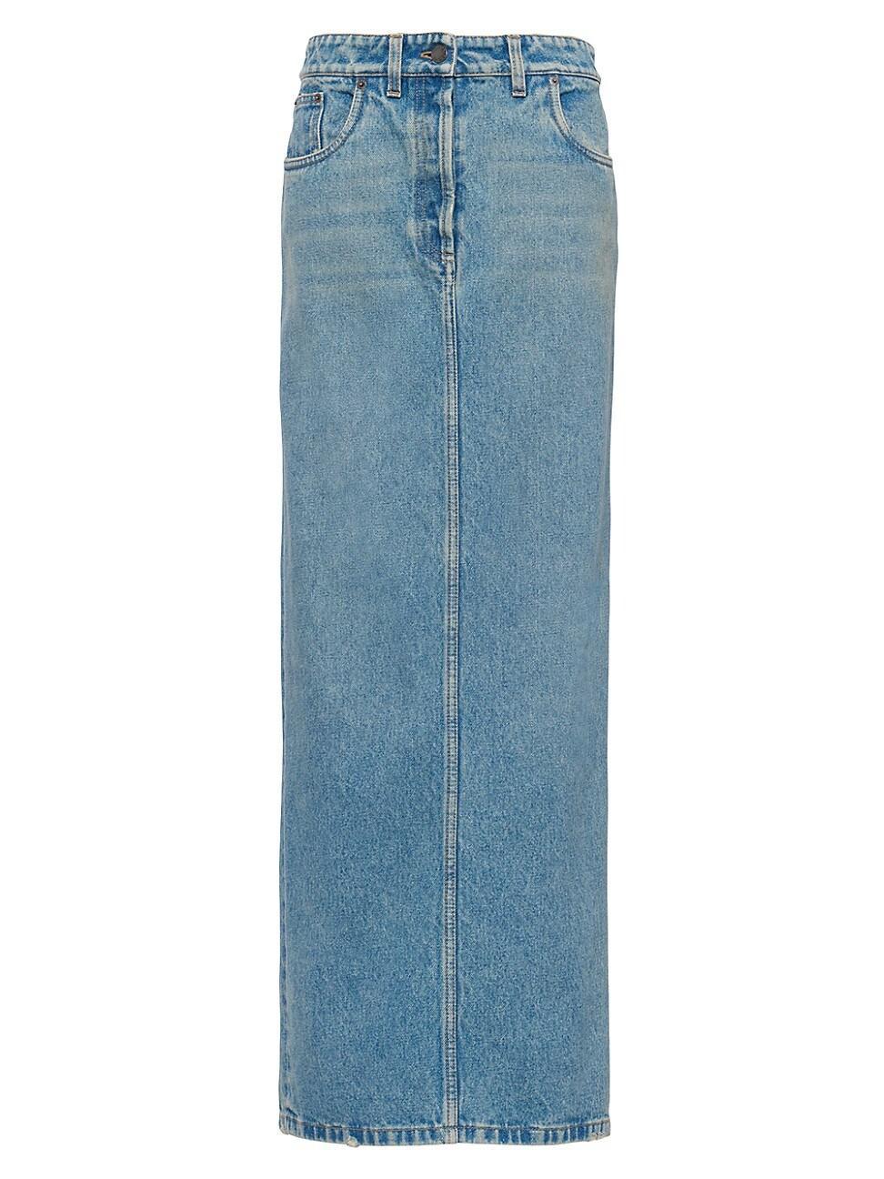 Long Denim Washed Skirt Product Image