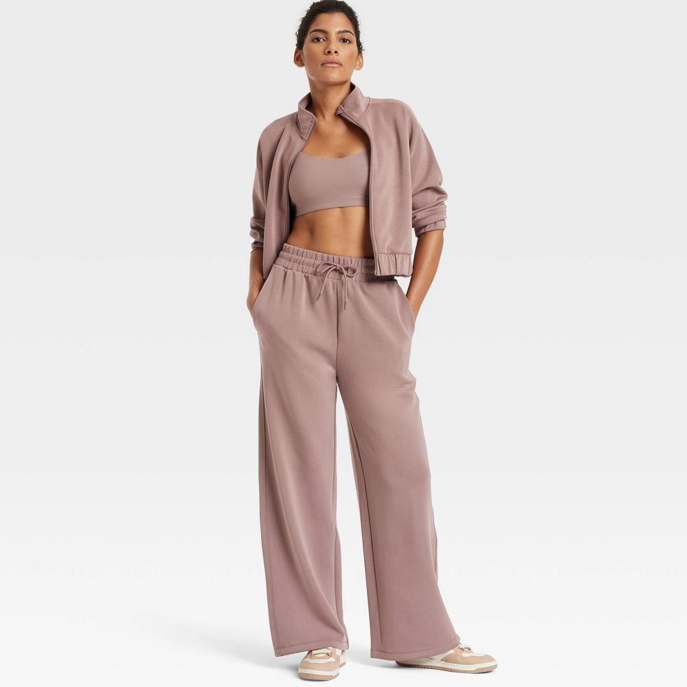 Women's Airy Sleek High-Rise Wide Leg Sweatpants - All In Motion™ Light Brown M Product Image