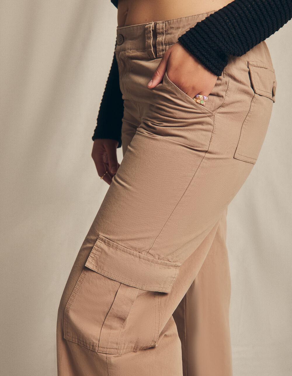 RSQ Womens Low Rise Cargo Pants - DK KHAKI Product Image