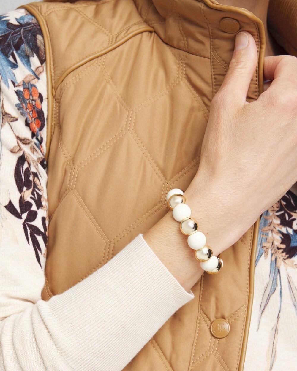 Gold Tone Beaded Stretch Bracelet Product Image