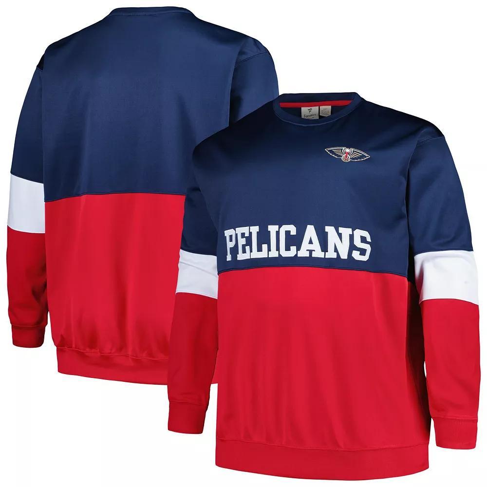 Mens Fanatics Branded /Red New Orleans Pelicans Big & Tall Split Pullover Sweatshirt Blue Product Image