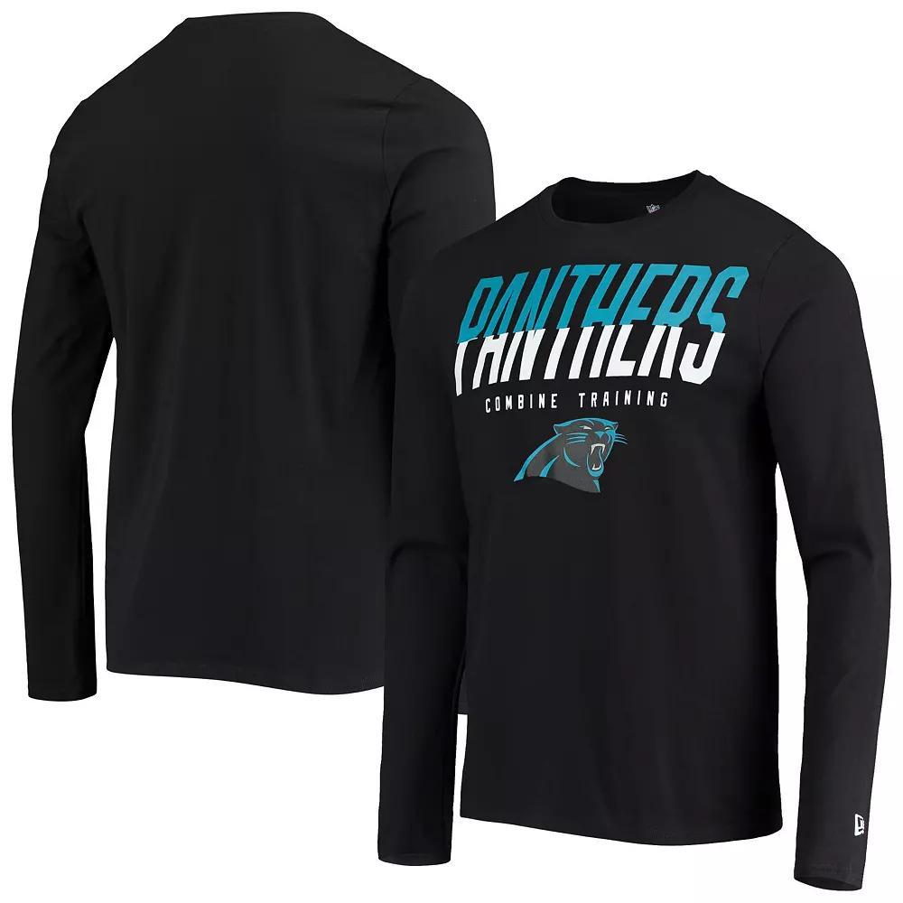 Men's New Era Black Carolina Panthers Combine Authentic Split Line Long Sleeve T-Shirt, Size: Large Product Image