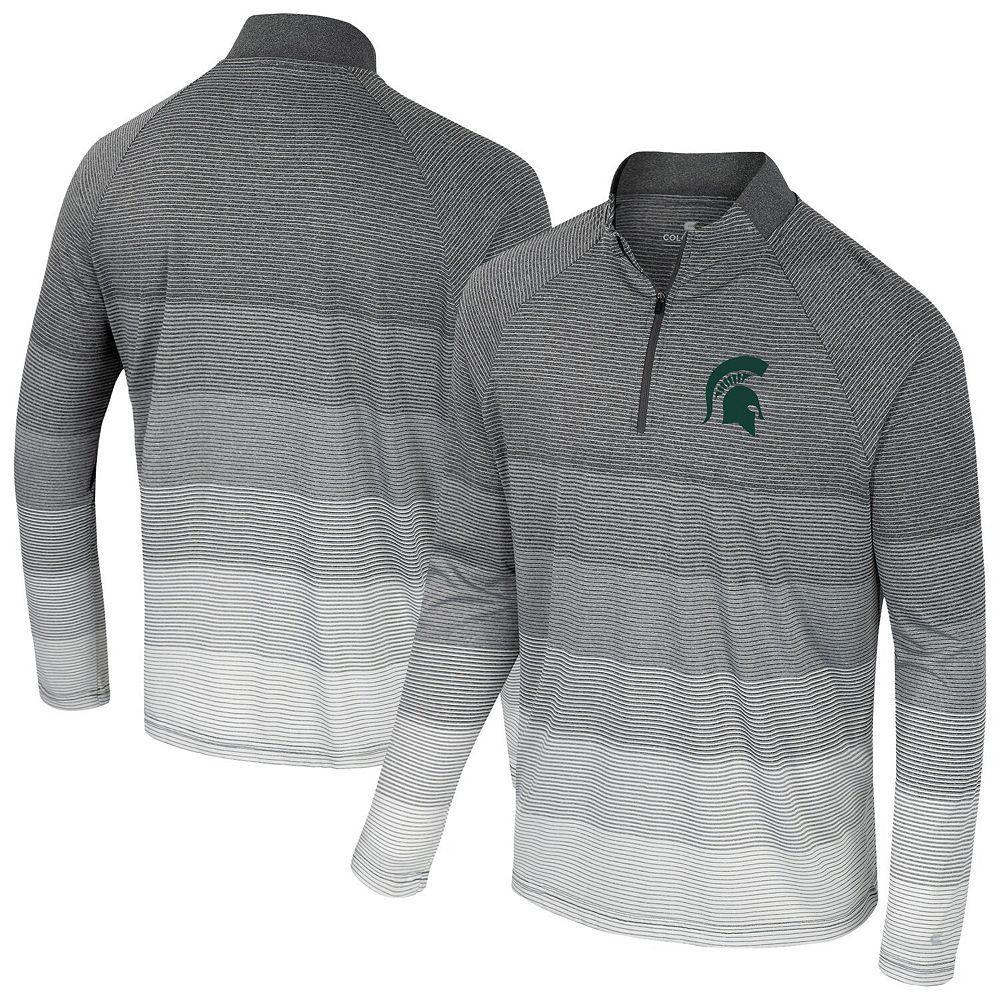 Men's Colosseum  Gray Michigan State Spartans AI Striped Mesh Quarter-Zip Raglan Windshirt, Size: XL, Grey Product Image