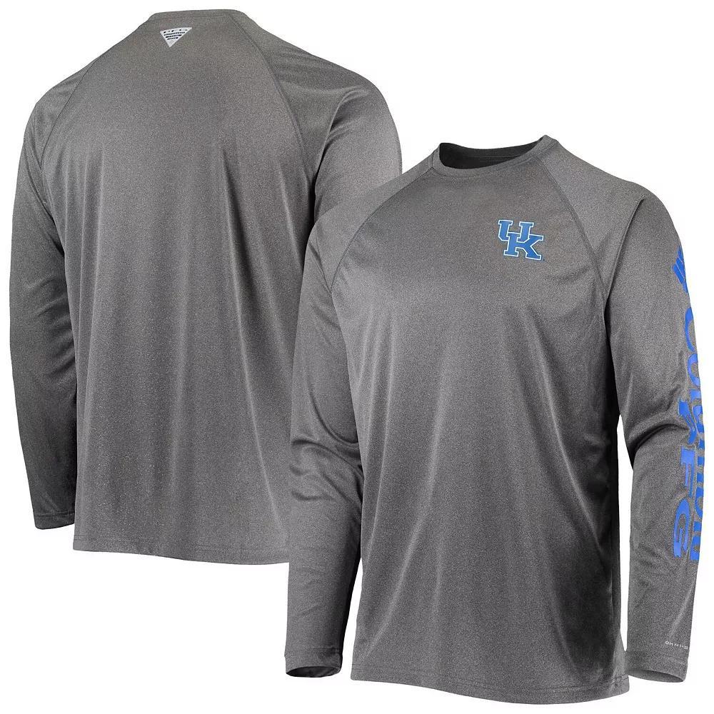 Men's Columbia Heathered Charcoal Kentucky Wildcats PFG Terminal Tackle Raglan Omni-Shade Long Sleeve T-Shirt, Size: Small Product Image