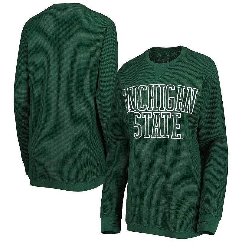Women's Pressbox Green Michigan State Spartans Surf Plus Size Southlawn Waffle-Knit Thermal Tri-Blend Long Sleeve T-Shirt, Size: Small Product Image