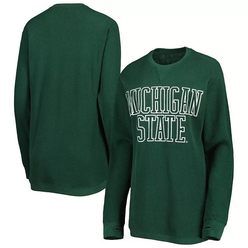 Women's Pressbox Green Michigan State Spartans Surf Plus Size Southlawn Waffle-Knit Thermal Tri-Blend Long Sleeve T-Shirt, Size: Small Product Image