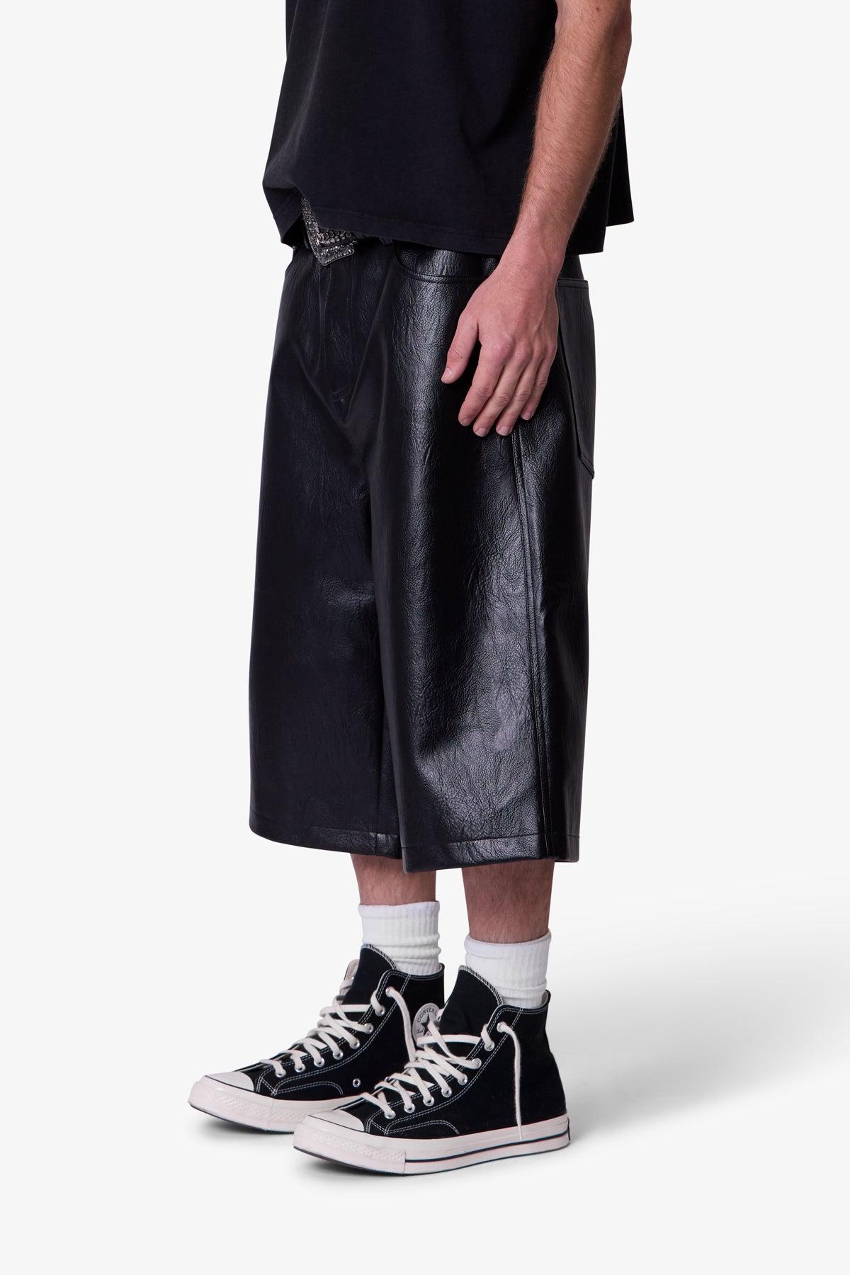 Ultra Baggy Leather Shorts - Black Product Image
