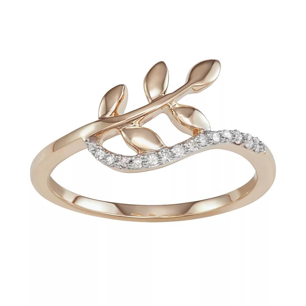 10k Gold Diamond Accent Leaf Ring, Women's, Size: 8 Product Image