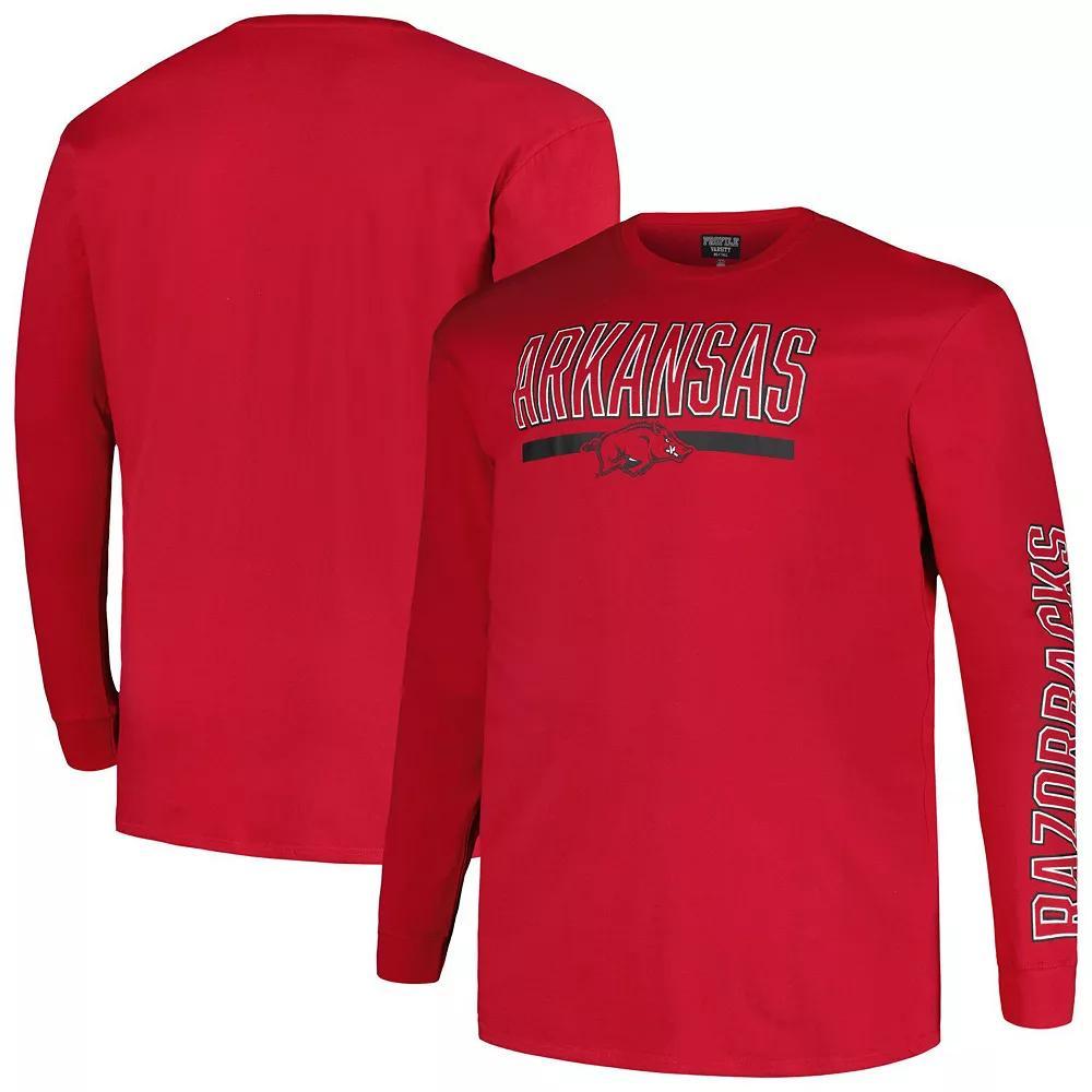 Men's Profile Cardinal Arkansas Razorbacks Big & Tall Two-Hit Graphic Long Sleeve T-Shirt, Size: XLT, Red Product Image