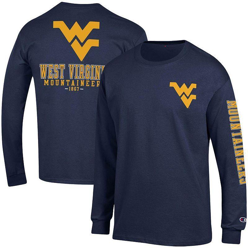 Men's Champion Navy Michigan Wolverines Team Stack Long Sleeve T-Shirt, Size: Small, Blue Product Image