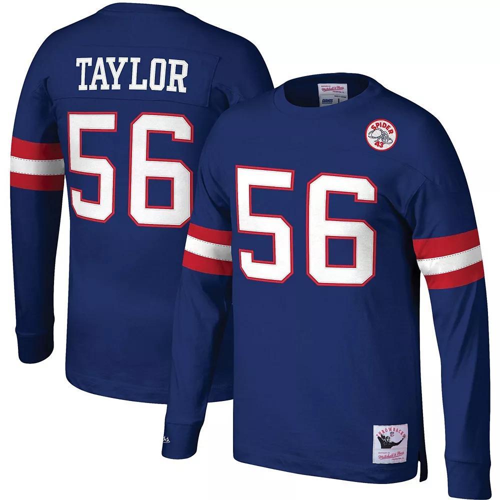 Men's Mitchell & Ness Lawrence Taylor Royal New York Giants Throwback Retired Player Name & Number Long Sleeve Top, Size: Medium, Blue Product Image