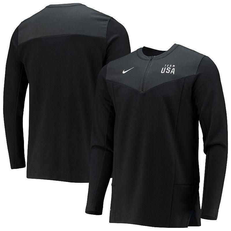 Men's Nike Black Team USA Half-Zip Performance Jacket, Size: Small, Usa Black Product Image