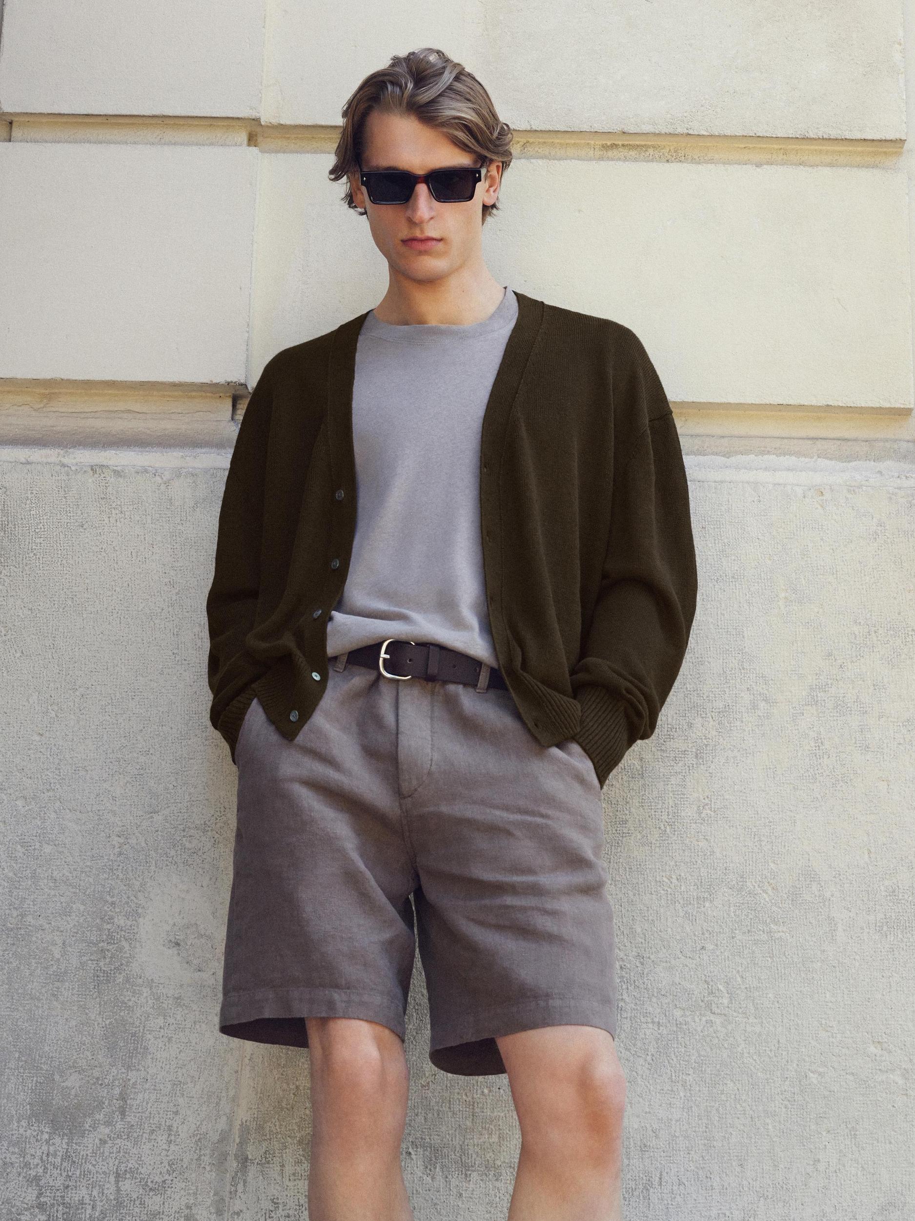 Linen blend knit cardigan Product Image