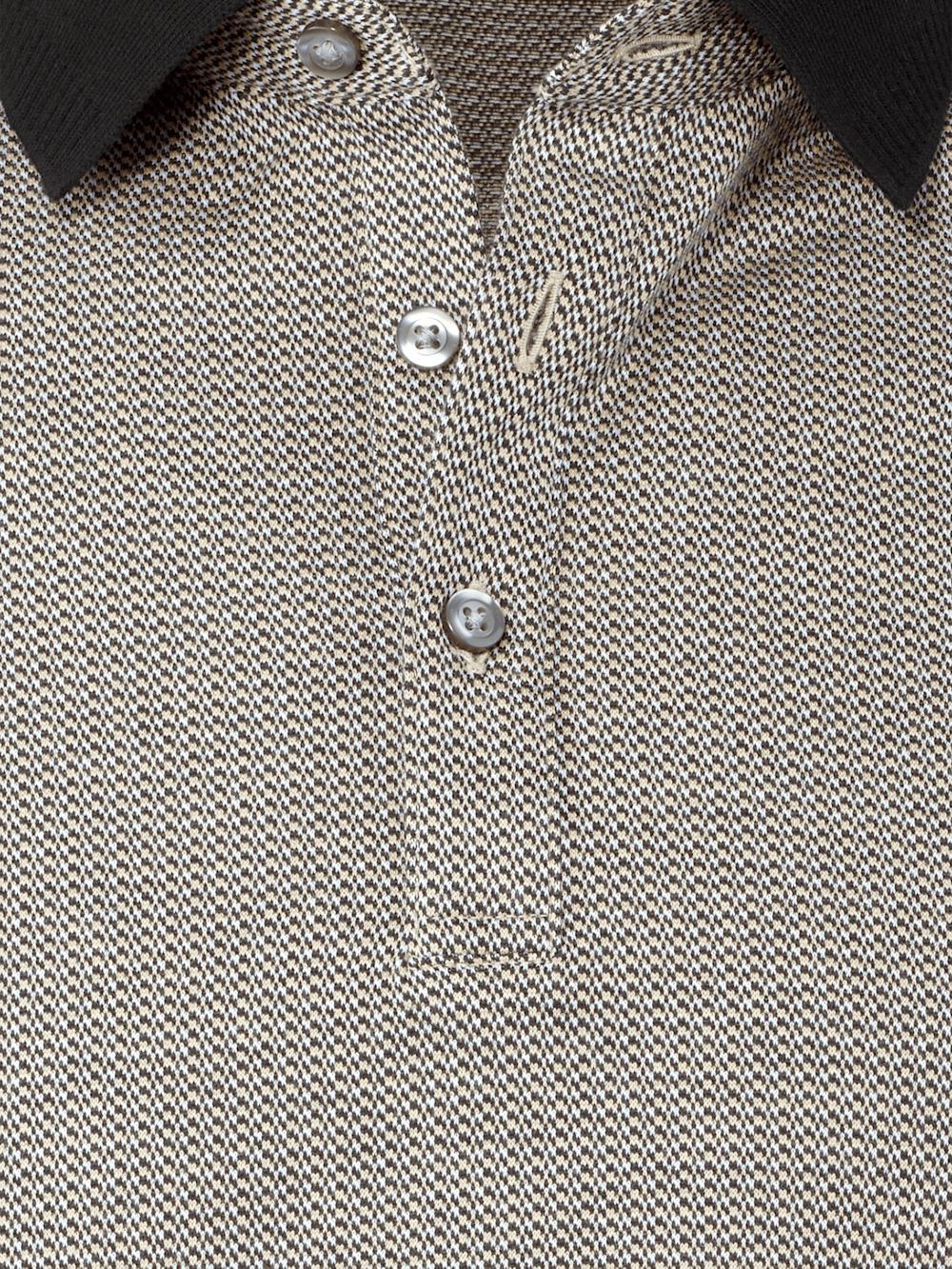 Cotton Three Button Polo - Tan Multi Product Image