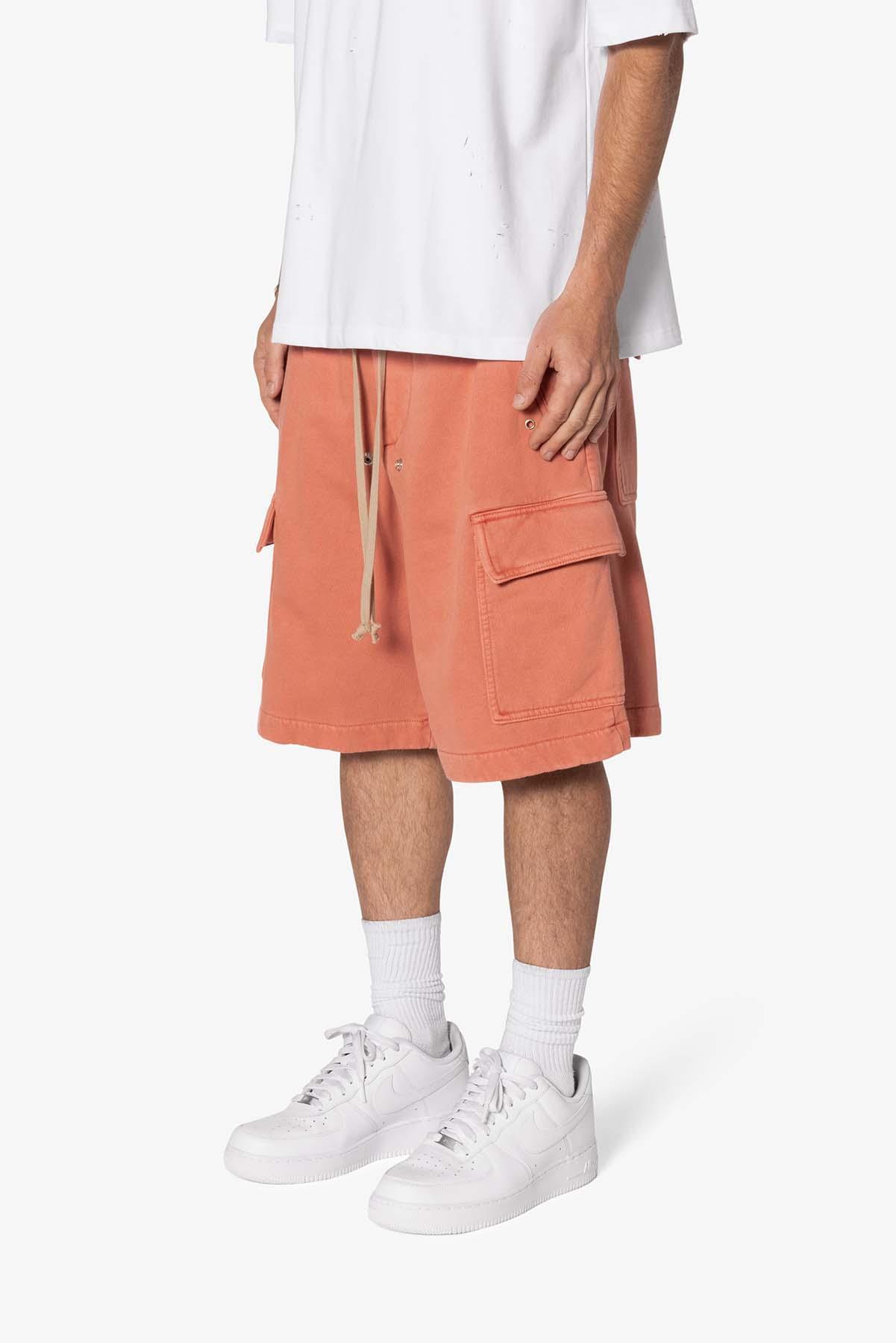 Rave Cargo Fleece Sweat Shorts - Washed Rust Product Image