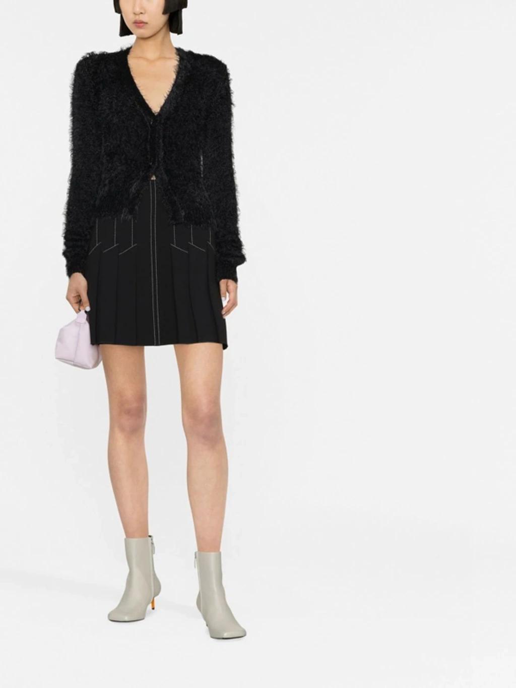 MSGM Long-sleeve Knitted Cardigan In Black Product Image