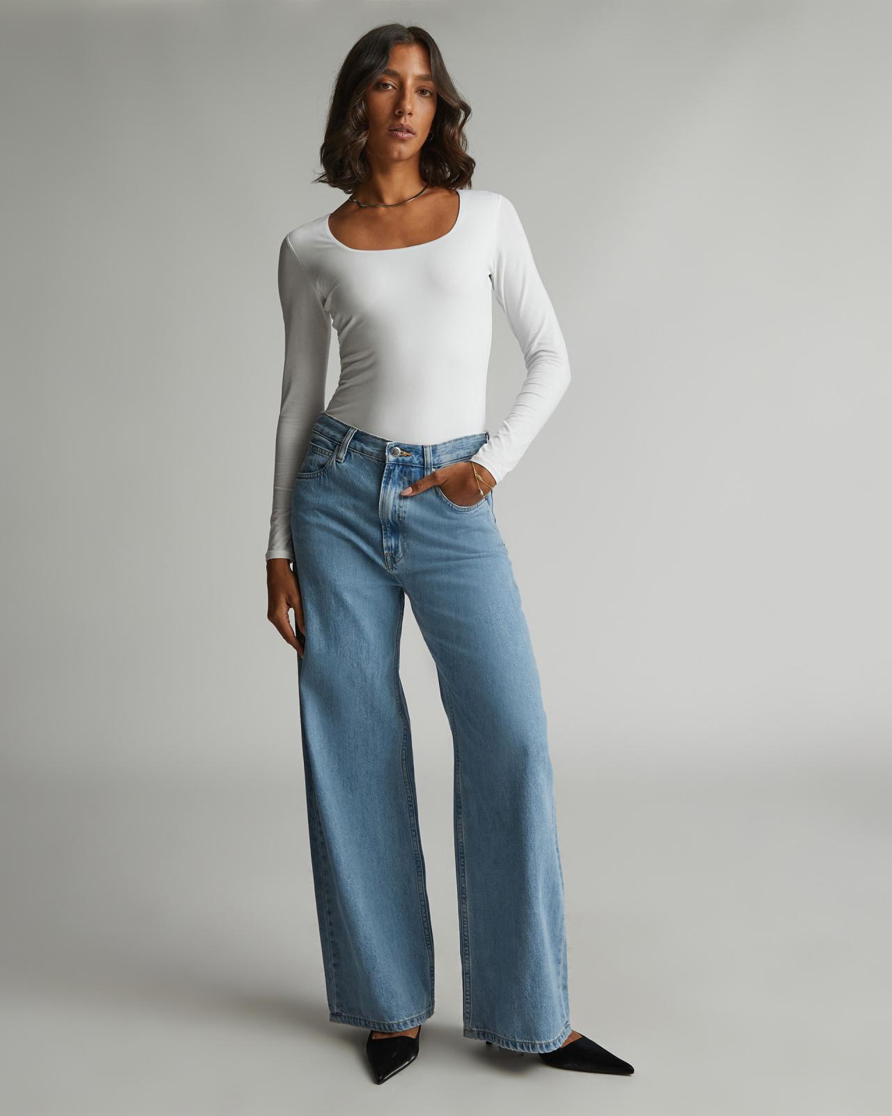The Long-Sleeve Supima® Square-Neck Bodysuit Product Image
