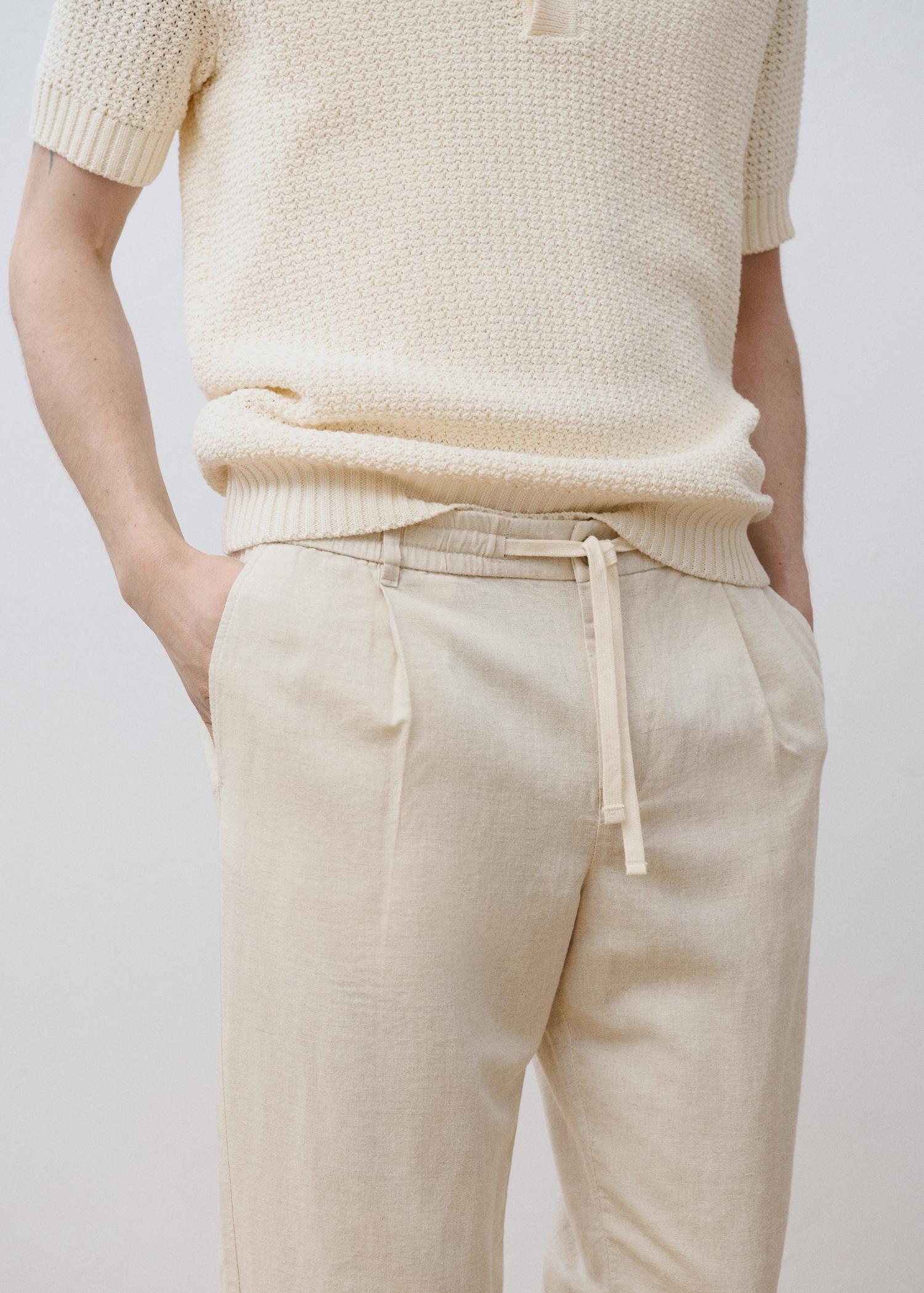 Slim-fit pants with drawstring - Men | MANGO USA Product Image