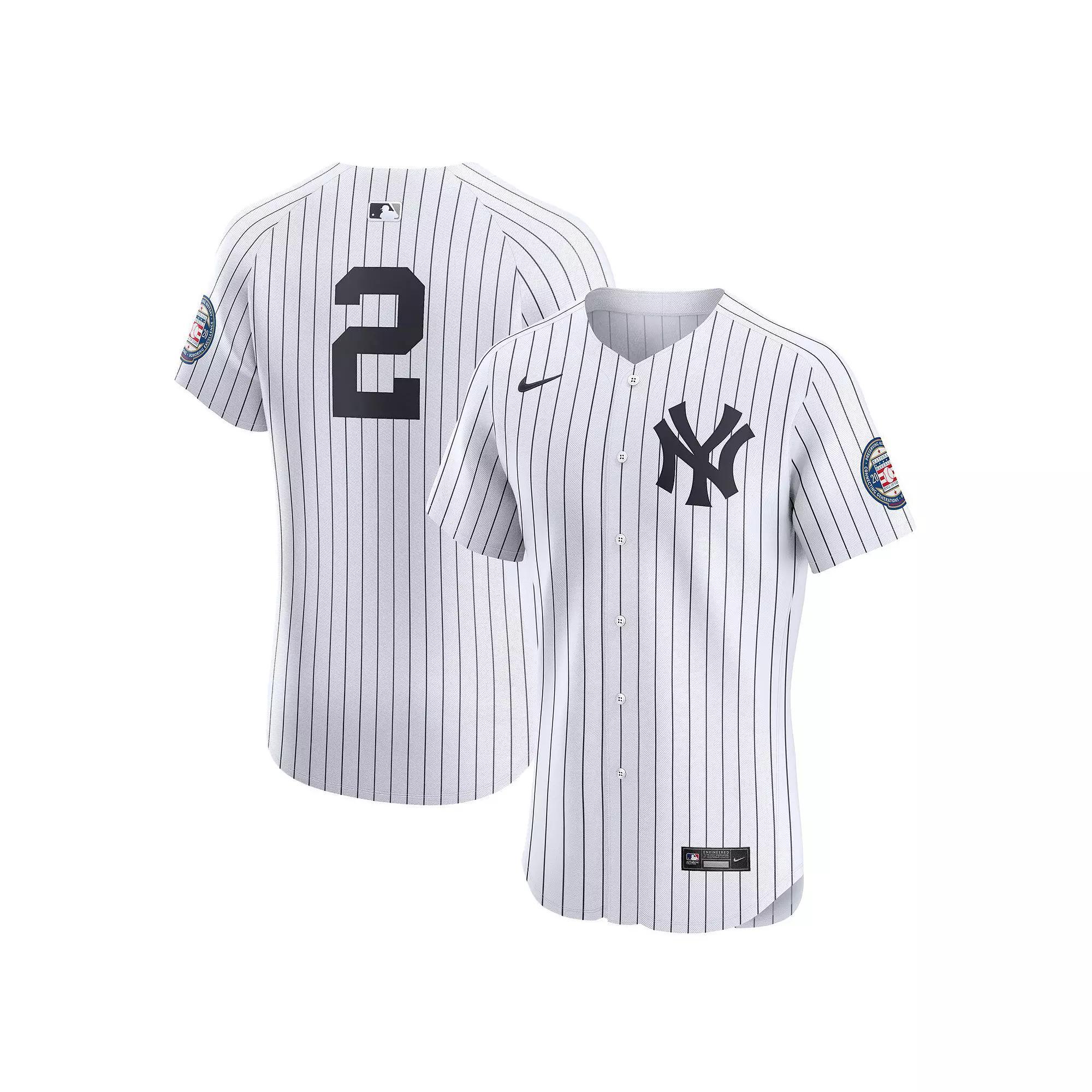Men's Nike Derek Jeter White New York Yankees Home 2020 Hall of Fame Induction Patch Elite Player Jersey, Size: 60 Product Image