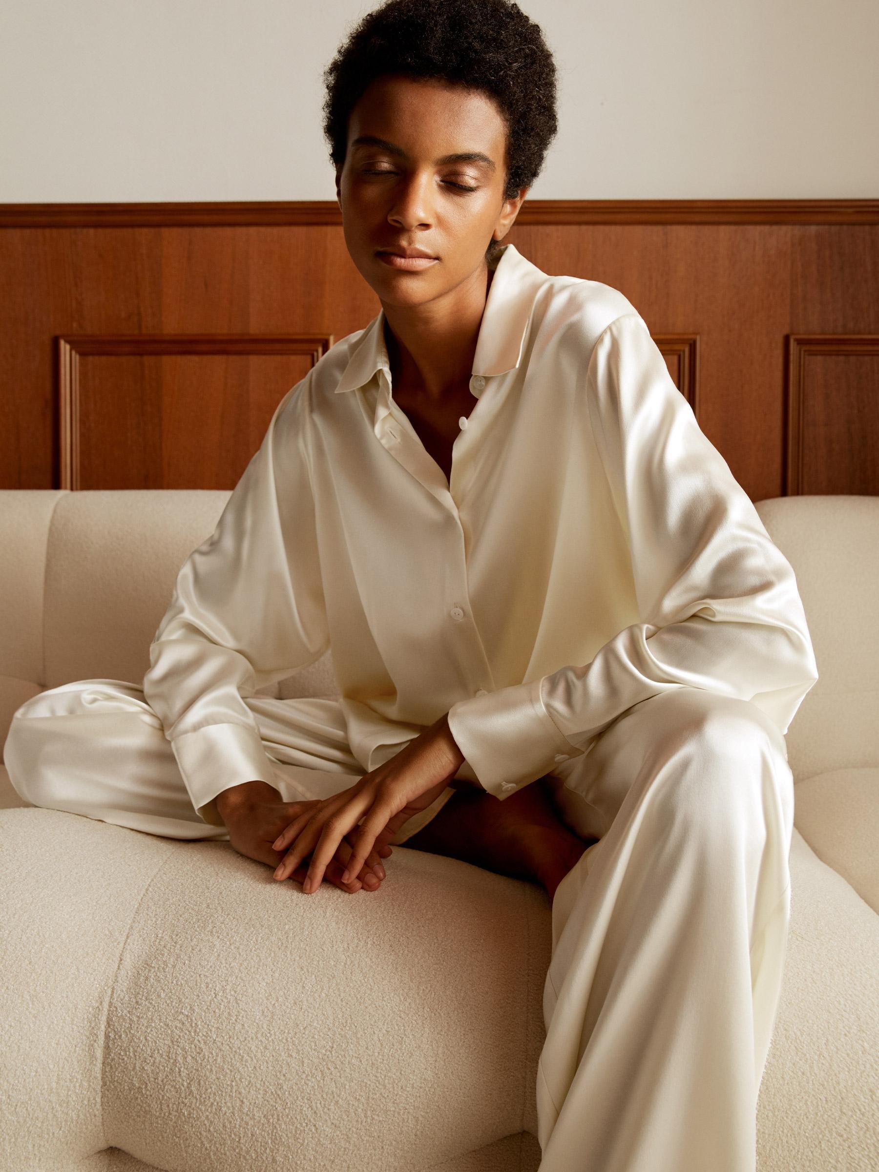 LILYSILK Silk Pajamas for Women Viola Oversized Silk Pajama Set Natural Silk Quality Guranteed Loose Fit Product Image