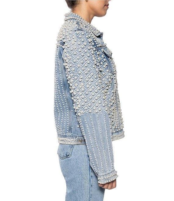 Azalea Wang Alara Collared Cropped Denim Jacket Product Image