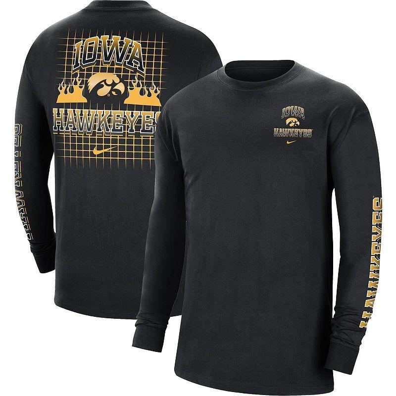 Men's Nike Black Iowa Hawkeyes Tour Max 90 Long Sleeve T-Shirt, Size: Small Product Image