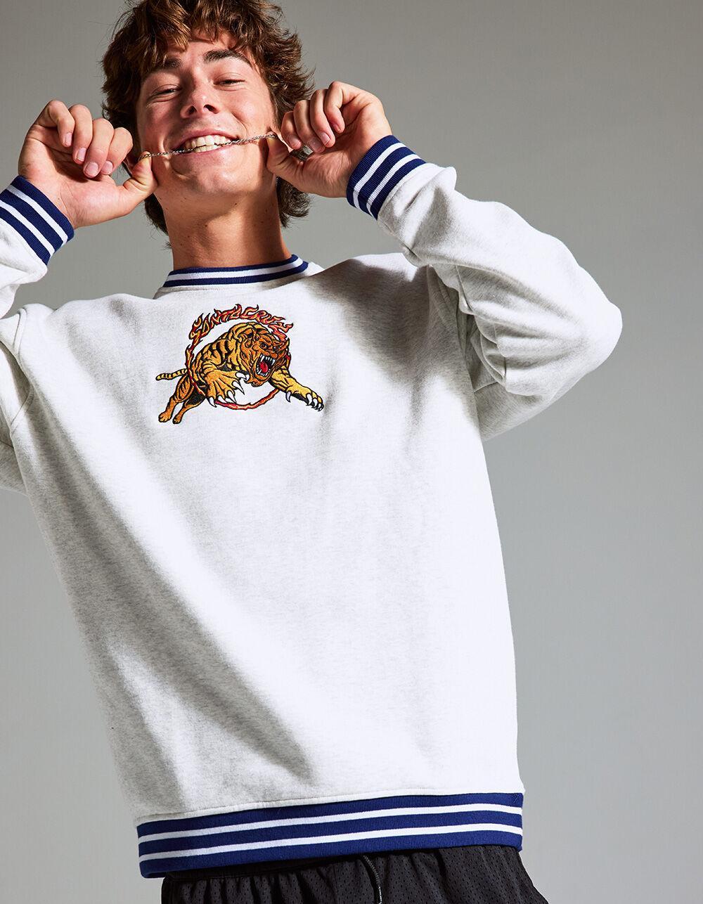 SANTA CRUZ Salba Tiger Simplified Mens Crewneck Sweatshirt - HEATHER GRAY Product Image
