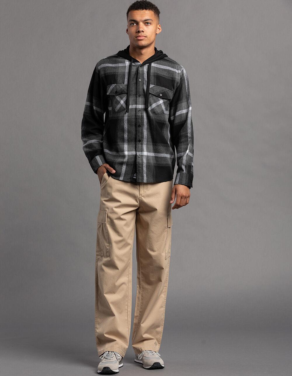 RSQ Mens Plaid Hooded Flannel - BLK/GRY Product Image