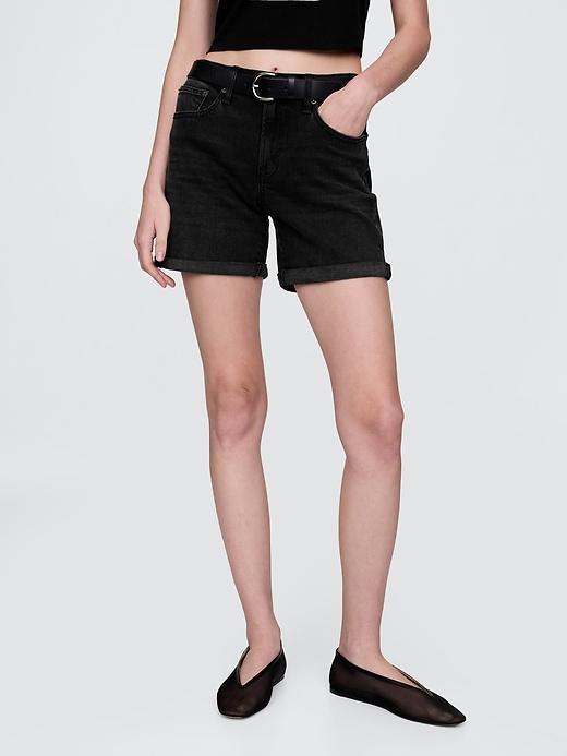 5" Mid Rise Denim Girlfriend Shorts Product Image