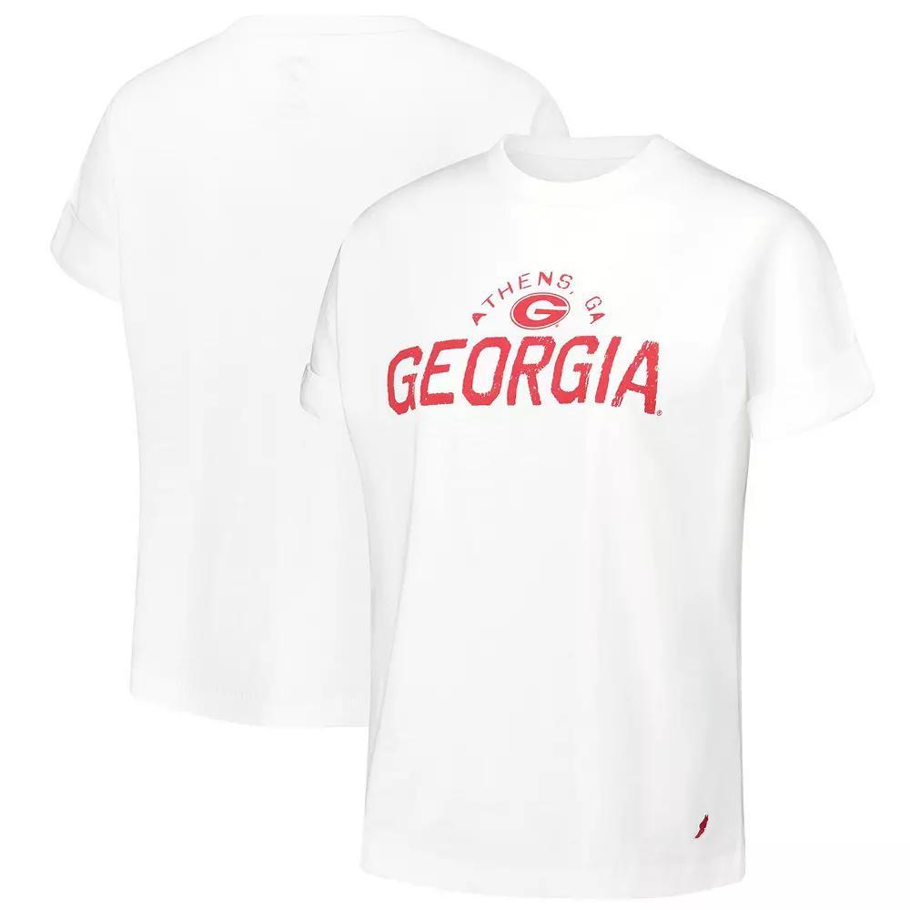 Women's League Collegiate Wear White Georgia Bulldogs Slub Rolled Cuff T-Shirt, Size: XL Product Image