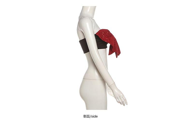 Bowknot Crop Tube Top / Mid Rise Bubble Shorts Product Image